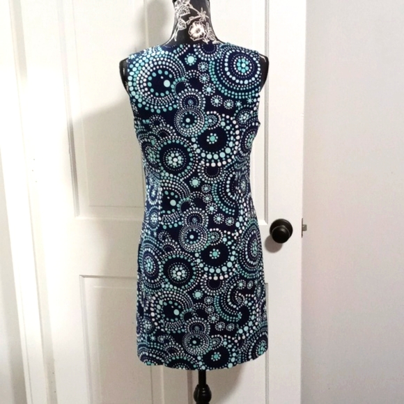 🎊HTF Vineyard Vines🎊 - Blue/White Confetti Dots Circles Stretch Sheath Dress - Picture 2 of 16